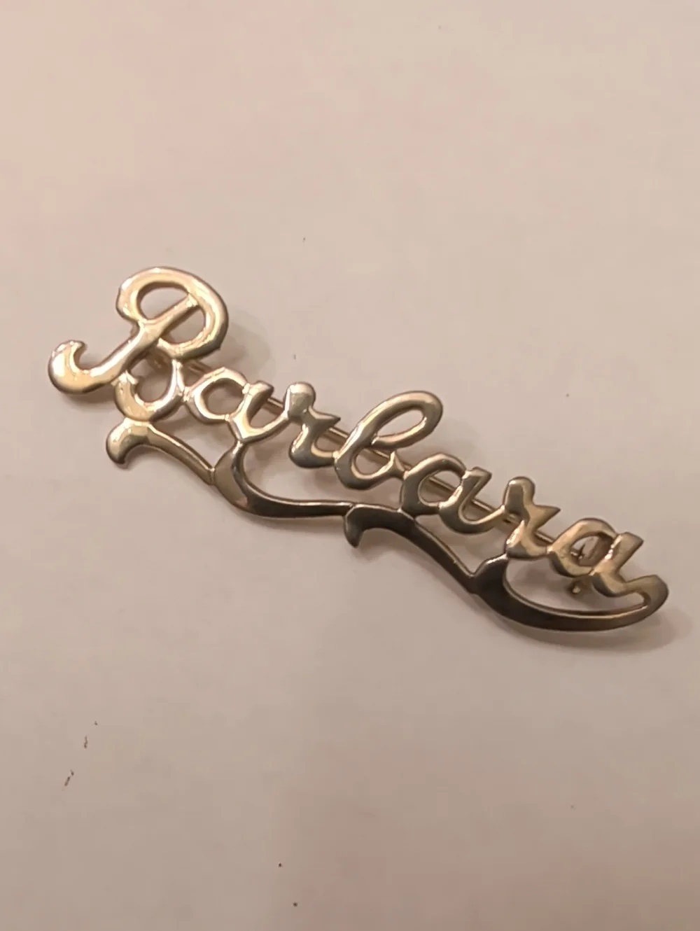 Barbara Metal Name Brooch - Silver Tone